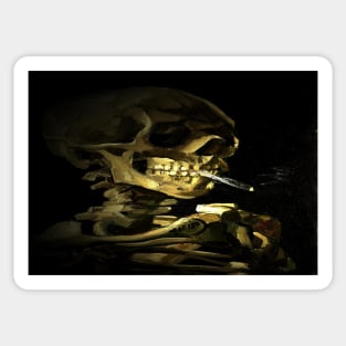 Skull of a Skeleton with Burning Cigarette (Vincent van Gogh) Remake Sticker